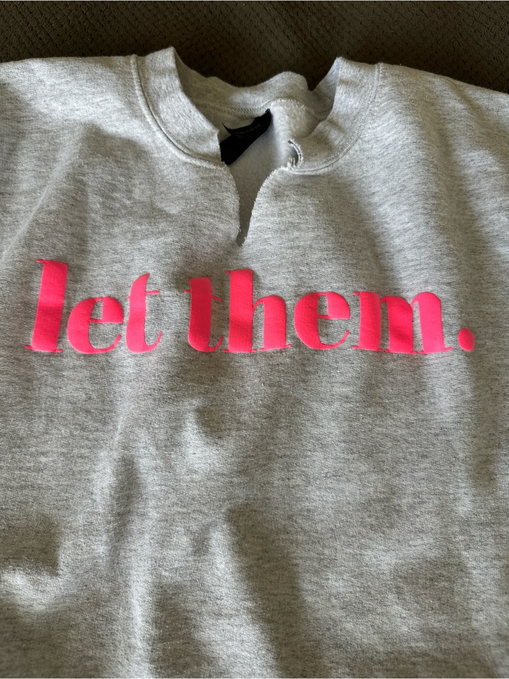 Gray Sweatshirt with Pink "let them." Graphic